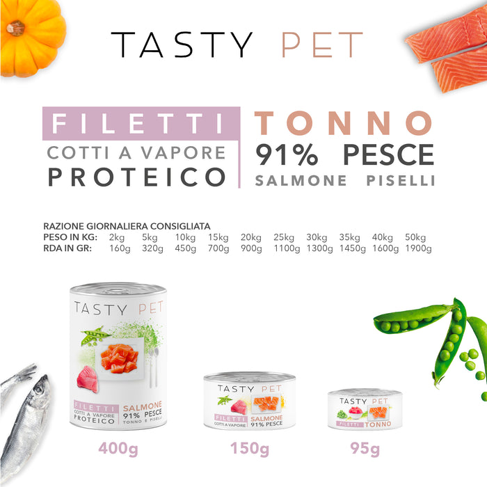 Fillets in jelly - Tuna, Salmon and Kiwi for dogs